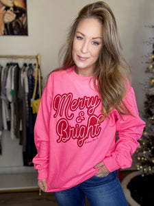 Merry & Bright Hot Pink Sweatshirt