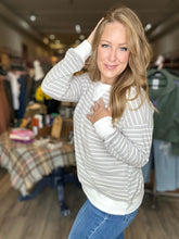 Load image into Gallery viewer, Grey Striped Ribbed Pullover