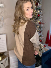 Load image into Gallery viewer, Mocha ColorBlock Turtleneck Sweater