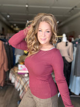Load image into Gallery viewer, Rosewood Micro Ribbed Long Sleeve