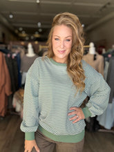 Load image into Gallery viewer, Eucalyptus Striped Sweatshirt