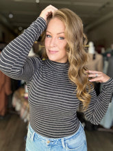 Load image into Gallery viewer, Black Striped Mock Neck Long Sleeve