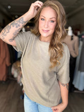 Load image into Gallery viewer, Olive Textured Short Sleeve Top