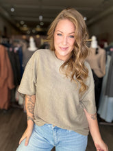 Load image into Gallery viewer, Olive Textured Short Sleeve Top
