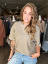 Load image into Gallery viewer, Olive Textured Short Sleeve Top