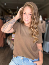 Load image into Gallery viewer, Brown Round Neck Knit Top
