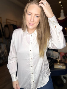 White Collared Button Up Blouse