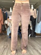 Load image into Gallery viewer, Brown Mineral Wash Corduroy Wide-Leg Pants