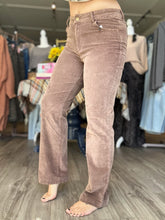 Load image into Gallery viewer, Brown Mineral Wash Corduroy Wide-Leg Pants