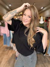 Load image into Gallery viewer, Black Mock Neck Short Sleeve Sweater