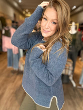 Load image into Gallery viewer, Navy Wool Hi-Lo Sweater