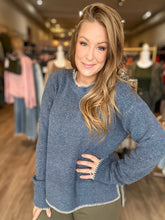 Load image into Gallery viewer, Navy Wool Hi-Lo Sweater