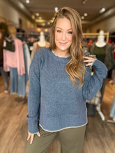 Load image into Gallery viewer, Navy Wool Hi-Lo Sweater