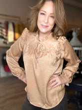 Load image into Gallery viewer, Taupe Ruffled Long Sleeve Top