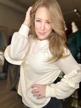 Load image into Gallery viewer, Cream Ruffled Sleeve Sweater