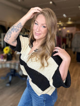 Load image into Gallery viewer, Black Split Neck Stripe Sweater