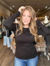 Load image into Gallery viewer, Black Microfiber Long Sleeve Tee