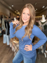 Load image into Gallery viewer, Dusty Blue Microfiber Long Sleeve Tee