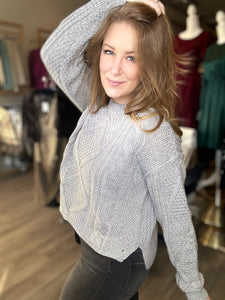 Grey Cable Knit Sweater