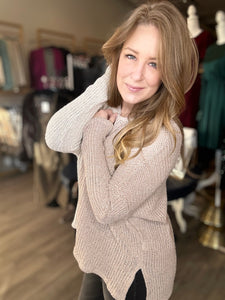 Ivory Taupe Color Block Dolman Sweater