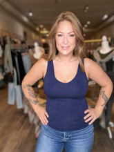 Load image into Gallery viewer, Navy Layered V-Neck Tank