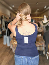 Load image into Gallery viewer, Navy Layered V-Neck Tank