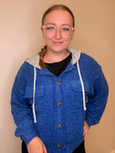 Load image into Gallery viewer, Blue Brushed Hooded Shacket