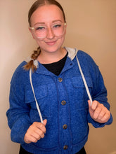 Load image into Gallery viewer, Blue Brushed Hooded Shacket