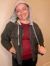 Load image into Gallery viewer, Black Brushed Hooded Shacket