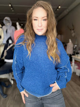 Load image into Gallery viewer, Blue Mock Neck Sweater