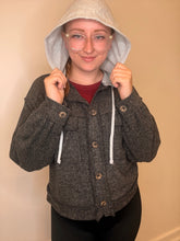 Load image into Gallery viewer, Black Brushed Hooded Shacket