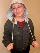 Load image into Gallery viewer, Black Brushed Hooded Shacket