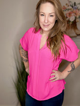 Load image into Gallery viewer, Hot Pink Dolman Short Sleeve Top