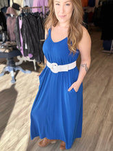 Load image into Gallery viewer, Blue Pocketed Maxi Dress