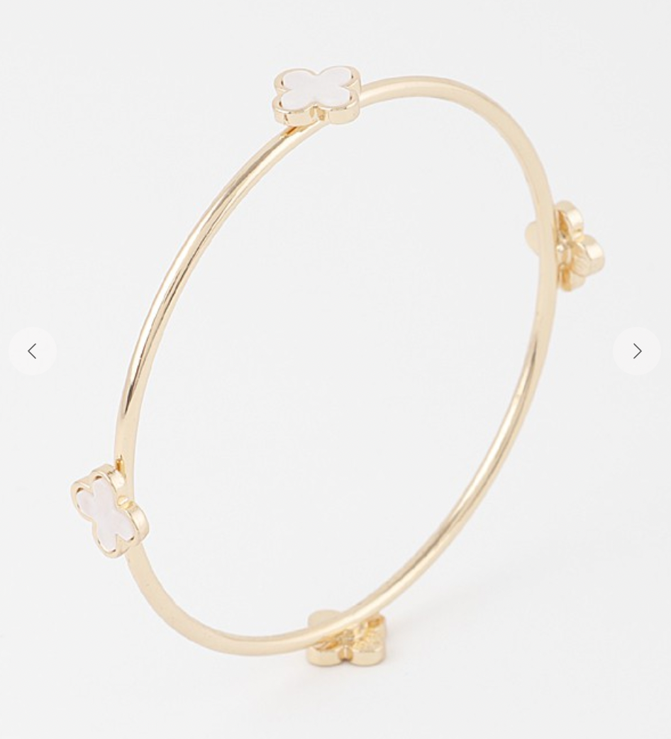 Stone Clover Bangle Bracelet