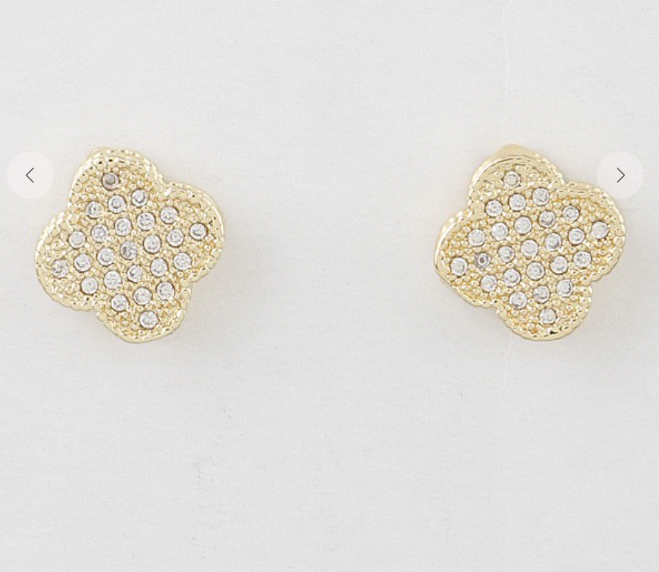 Jeweled Clover Stud Earrings