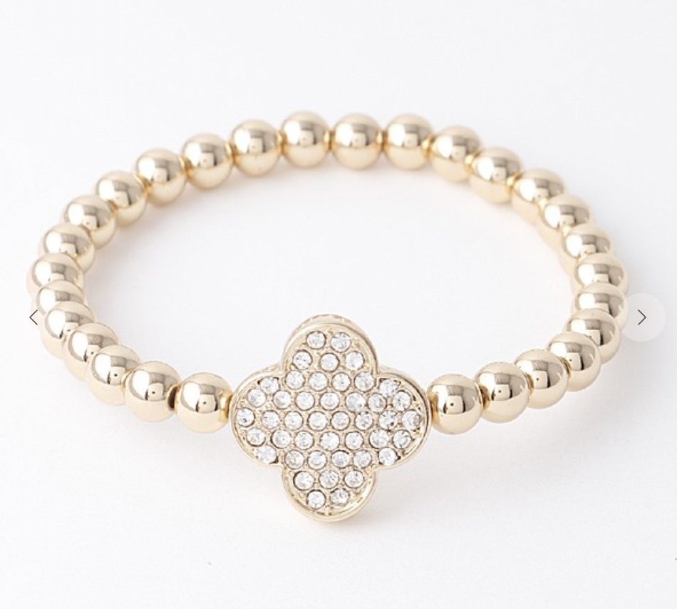 Jeweled Clover Bread Bracelet
