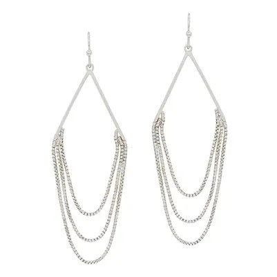 Silver Tripe Chain Drop Earrings