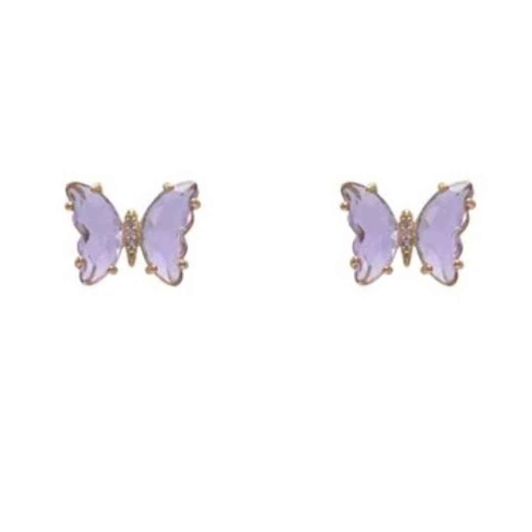 Lavender Glass Butterfly Earrings