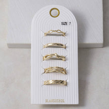 Load image into Gallery viewer, 5 Piece Gold Textured Band Ring Set
