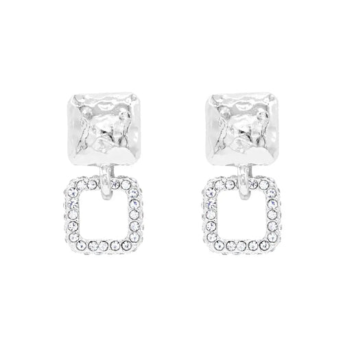 Silver Rhinestone Square Studs