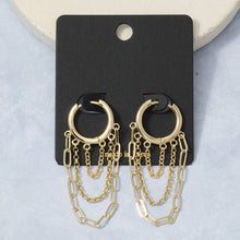 Load image into Gallery viewer, Two Tone Fringe Hoop Earrings