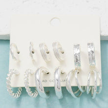 Load image into Gallery viewer, Silver Assorted Hoop Earrings Set