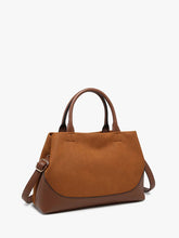 Load image into Gallery viewer, Brown Faux Suede Dual Handle Satchel
