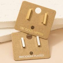 Load image into Gallery viewer, Gold Dipped Mini Bar Earrings