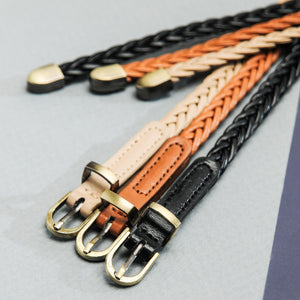 Beige Leather Braided Belt