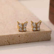 Load image into Gallery viewer, 18K Gold Butterfly Stud Earrings