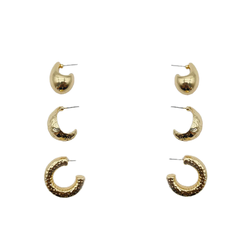 Gold 3pc Cuff Earrings