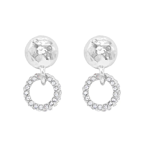 Silver Rhinestone Circle Studs