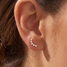 Load image into Gallery viewer, Gold Crystal Arc Earrings